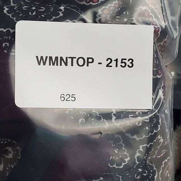 Maurices Women’s Boho Sheer Blouse Size M Long Sleeve Lace Yoke Mixed Print Peas - Picture 9 of 9